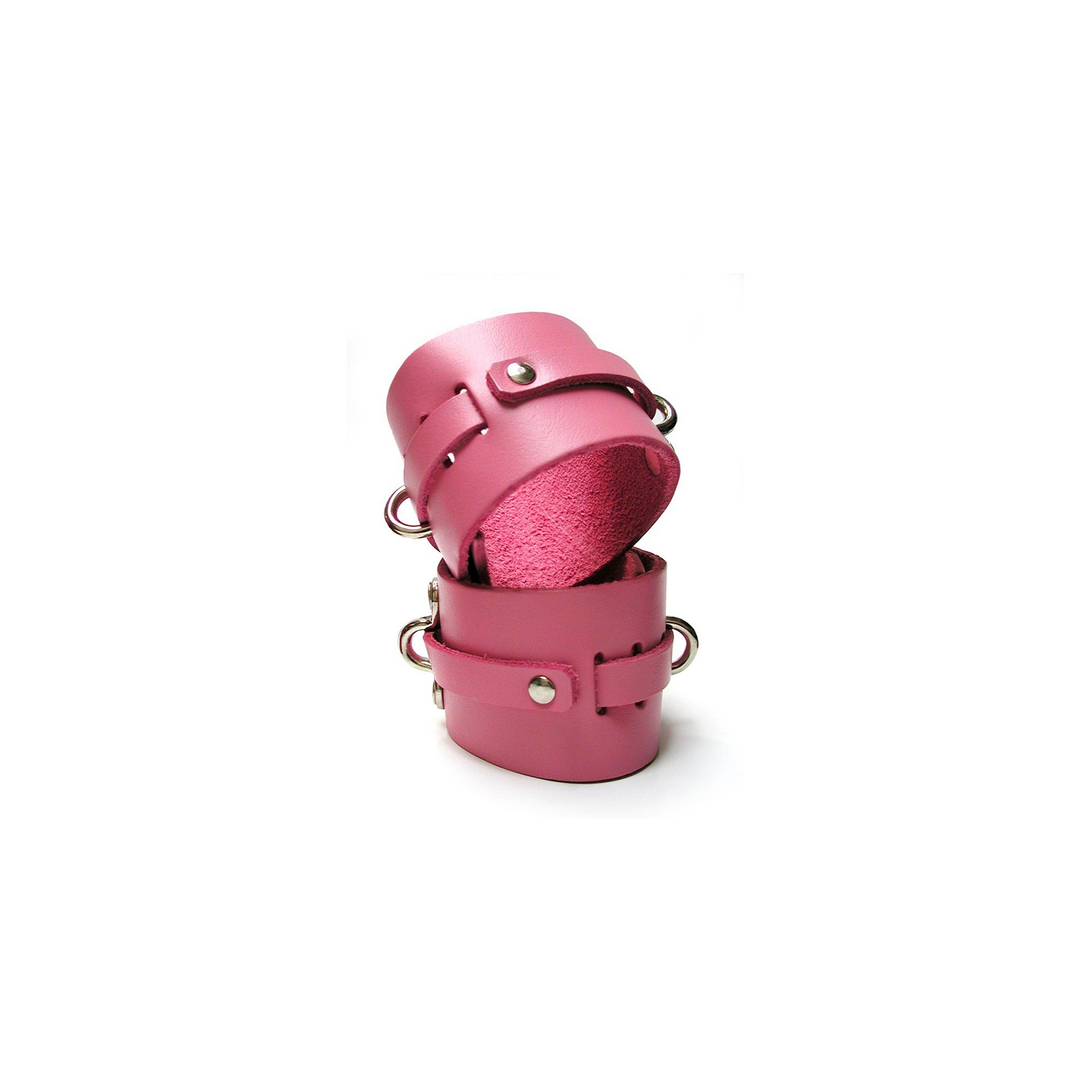 Kinklab Pink Bound Leather Wrist Cuffs