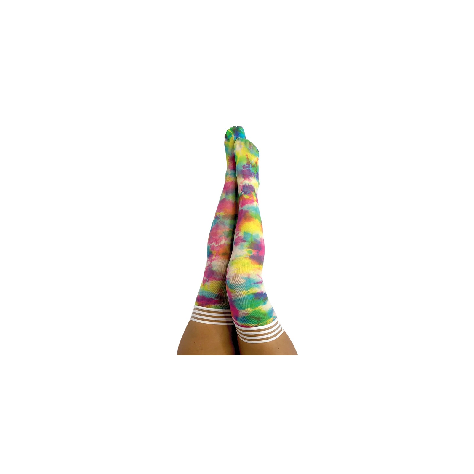 Kixies Gilly Rainbow Tie-Dye Thigh-Highs - Fashionable Stockings