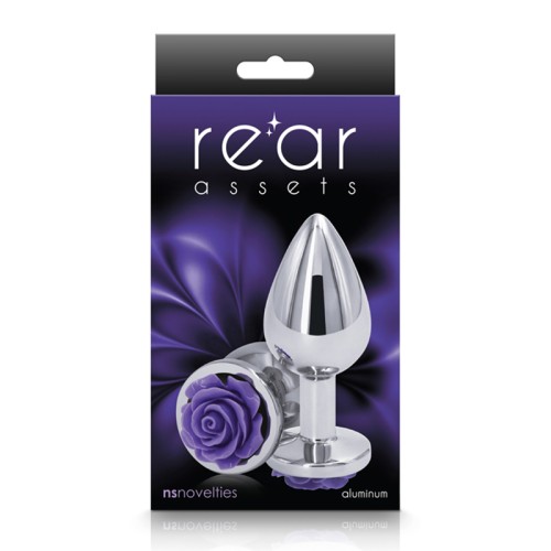 Rear Assets Medium Purple Rose Anal Plug