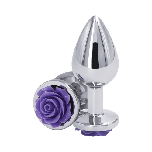 Rear Assets Medium Purple Rose Anal Plug