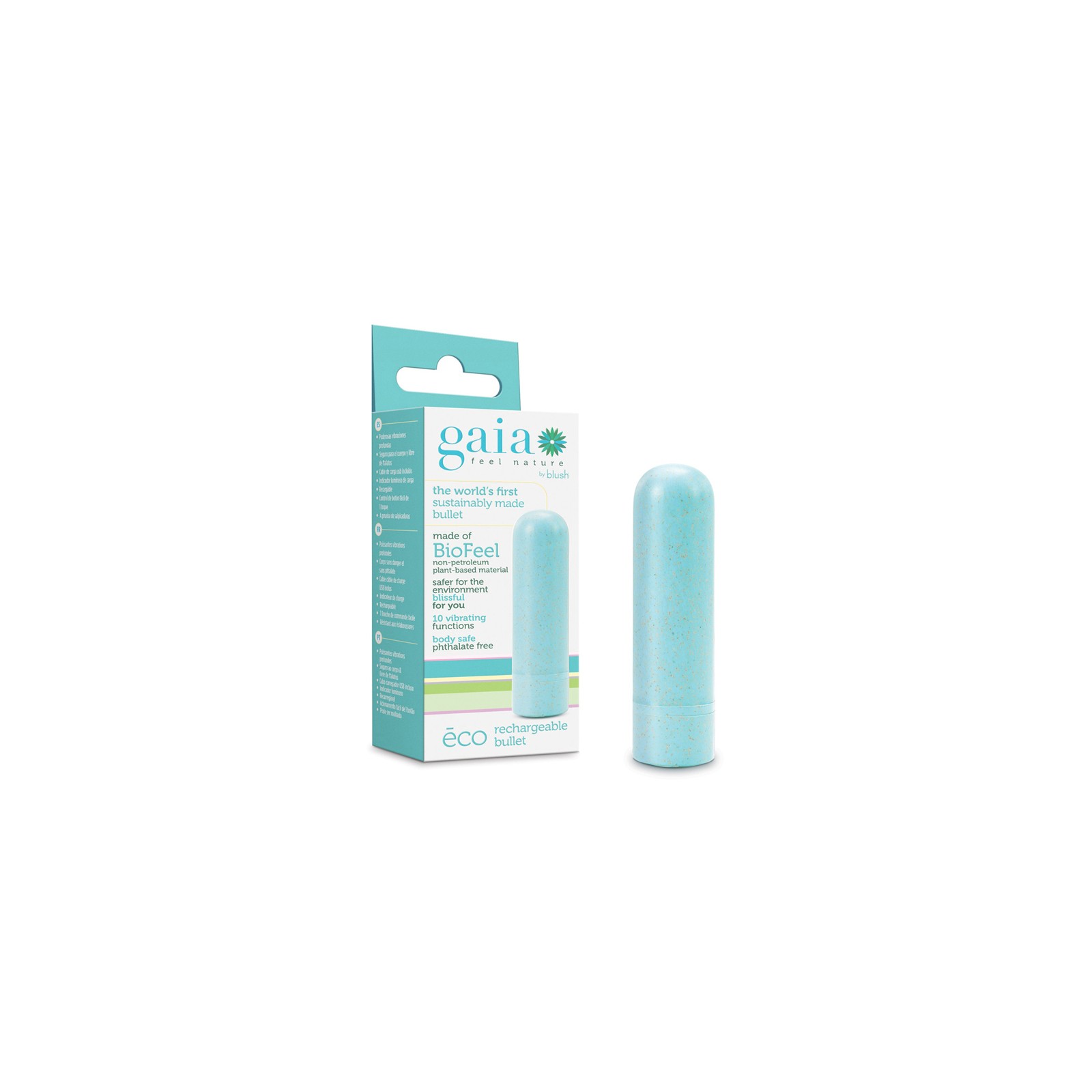 Gaia Eco Rechargeable Bullet Vibrator Aqua - Eco-Friendly Pleasure