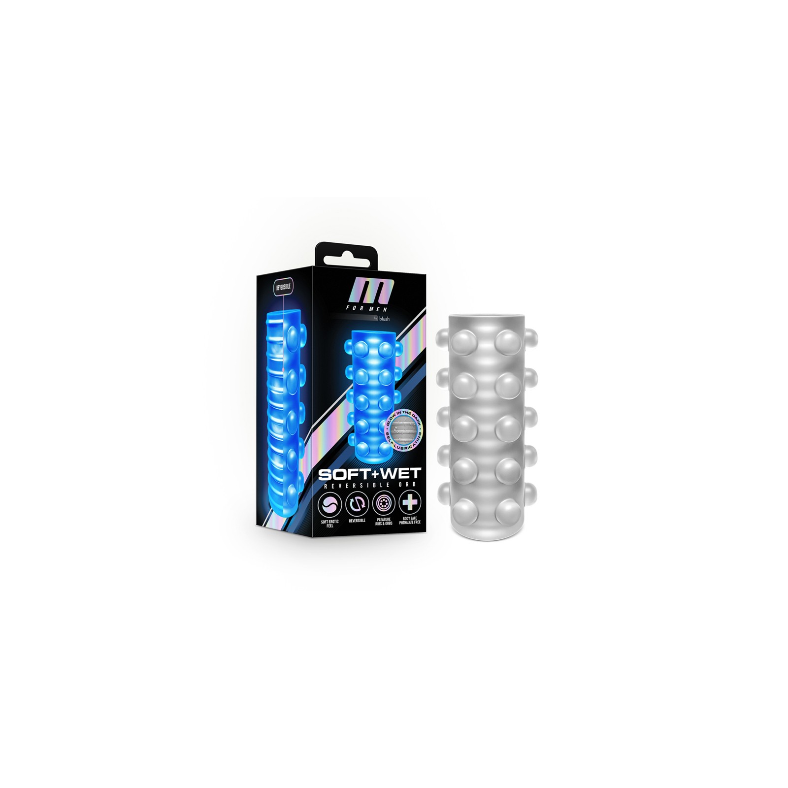 M for Men Soft + Wet Reversible Orb Stroker - Glow in the Dark