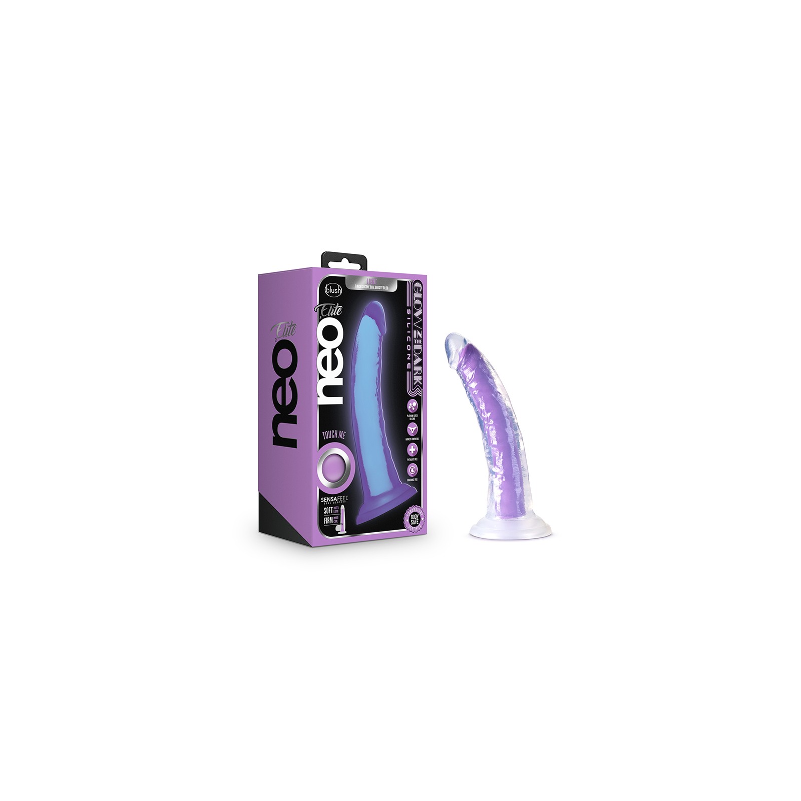 Neo Elite Glow in the Dark Dildo Purple