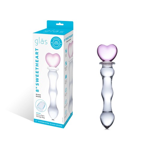 Glas Dildo de Cristal Sweetheart con Mango en Forma de Corazón Rosa