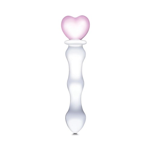 Glas Dildo de Cristal Sweetheart con Mango en Forma de Corazón Rosa