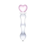 Glas Dildo de Cristal Sweetheart con Mango en Forma de Corazón Rosa