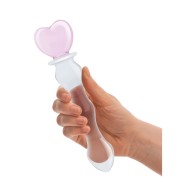 Glas Dildo de Cristal Sweetheart con Mango en Forma de Corazón Rosa