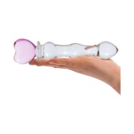 Glas Dildo de Cristal Sweetheart con Mango en Forma de Corazón Rosa