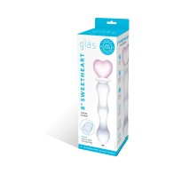 Glas Dildo de Cristal Sweetheart con Mango en Forma de Corazón Rosa