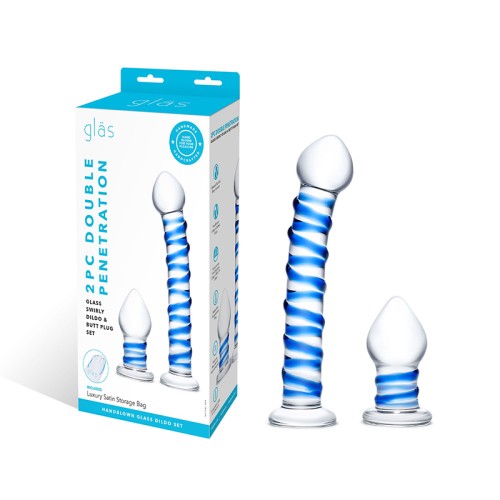 Set de Dildo de Cristal y Plug Anal Glas para Estimulación Dual