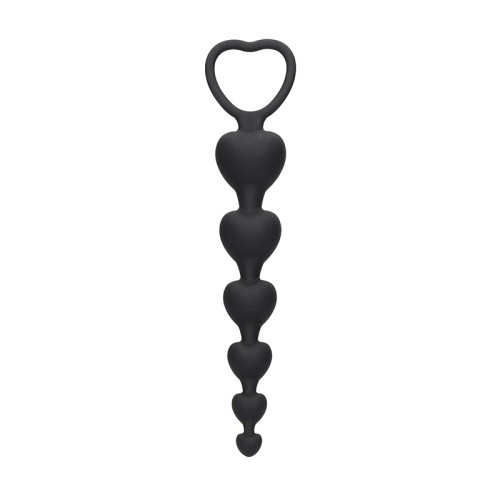 Ouch! Silicone Black Heart Anal Beads