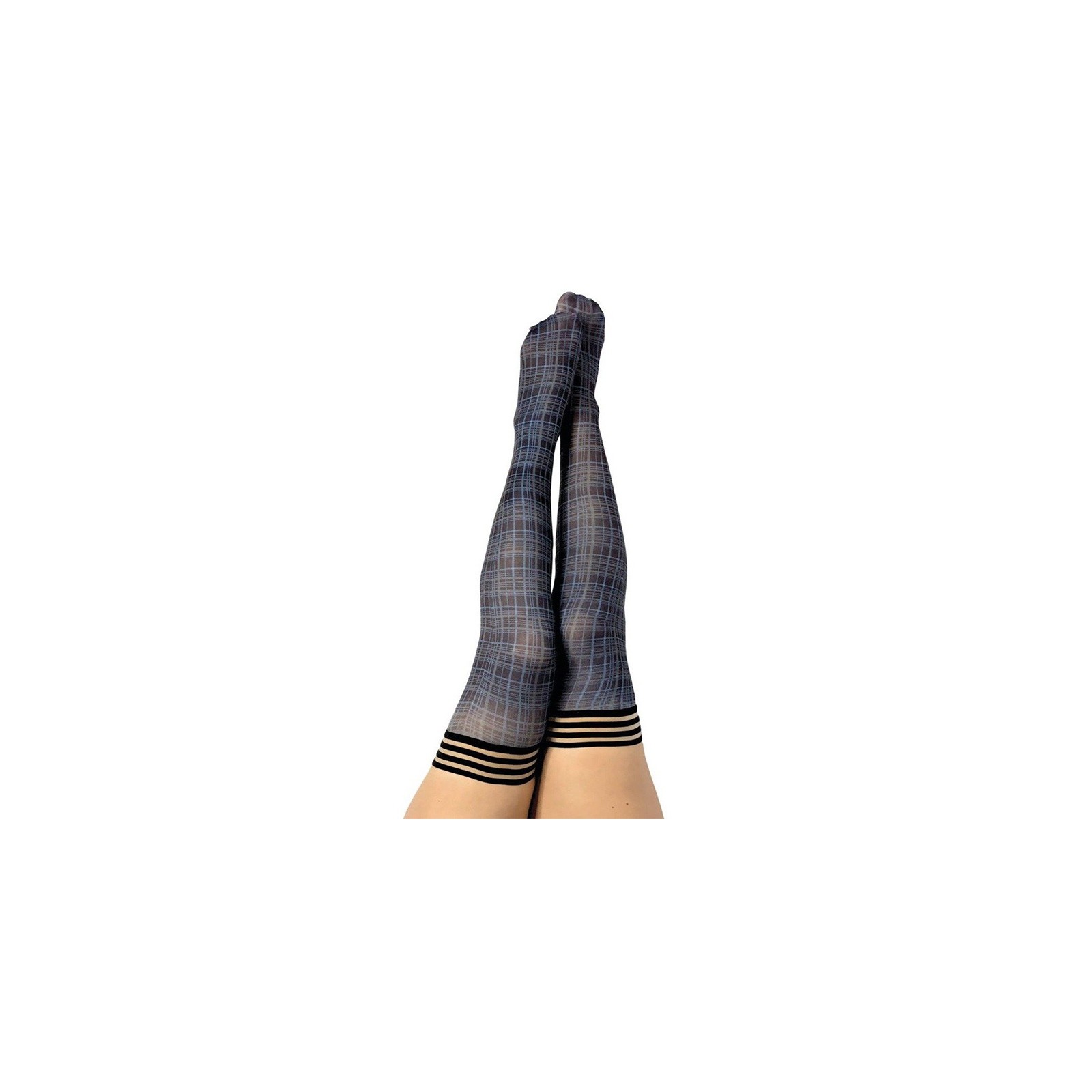 Kixies Navy Plaid Thigh-Highs Size B