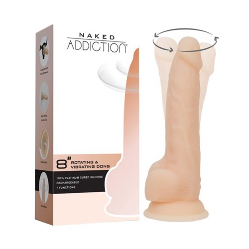 Naked Addiction 8 Inch Rotating Vibrating Dildo with Remote