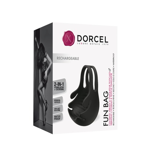 Dorcel Fun Bag - Anillo Vibrador de Silicona con Estimulador de Testículos Negro