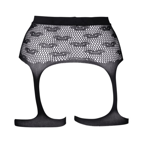 Le Desir Fishnet Garter Belt with Kiss Pattern