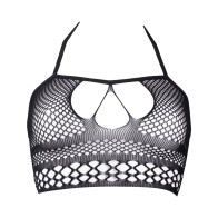 Le Desir Bliss Strappy Fishnet Halter Top Black O/S - Seductive Fashion