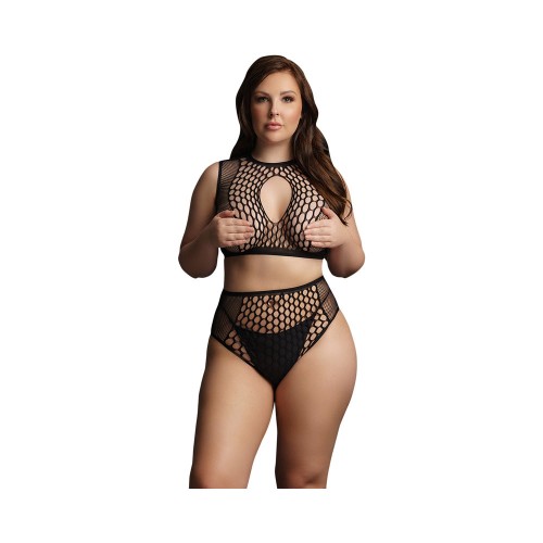 Le Desir Duo Net Keyhole Bra Set Black Queen Size - Seductive Lingerie