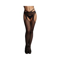 Le Desir Strappy Waist Pantyhose Black O/S - Exciting Seduction