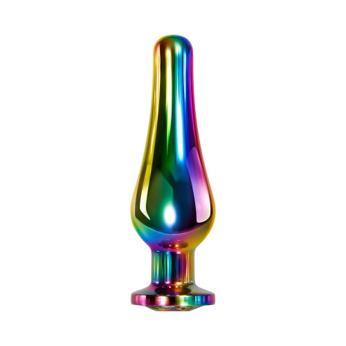 Evolved Rainbow Metal Anal Plug With Rainbow Gemstone Base Medium