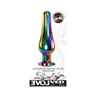 Evolved Rainbow Metal Anal Plug With Rainbow Gemstone Base Medium