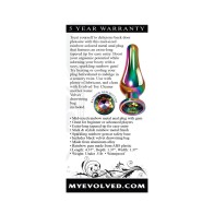 Evolved Rainbow Metal Anal Plug With Rainbow Gemstone Base Medium