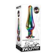 Evolved Rainbow Metal Anal Plug with Gemstone Base for Ultimate Pleasure