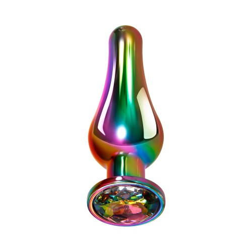 Evolved Rainbow Metal Anal Plug with Gemstone Base for Ultimate Pleasure