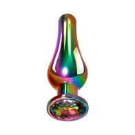 Evolved Rainbow Metal Anal Plug with Gemstone Base for Ultimate Pleasure