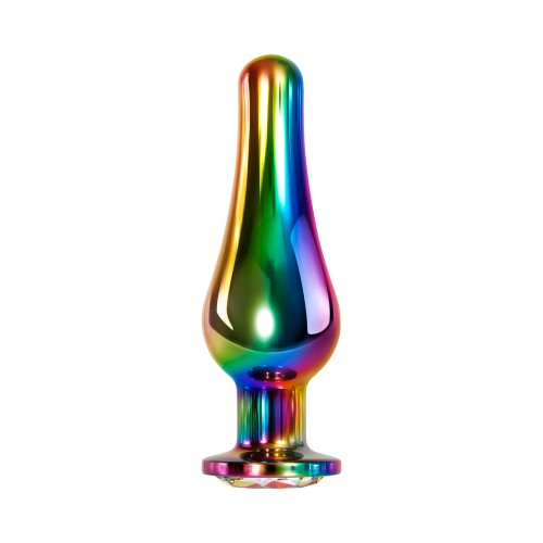 Evolved Rainbow Metal Anal Plug with Gemstone Base for Ultimate Pleasure