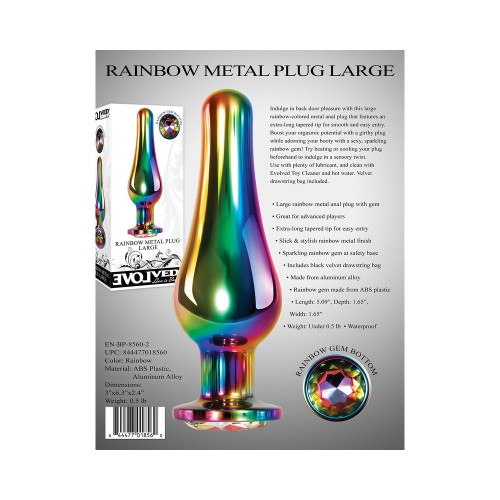 Evolved Rainbow Metal Anal Plug with Gemstone Base for Ultimate Pleasure