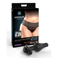 Pipedream Hookup Crotchless Love Garter with Silicone Anal Plug