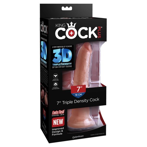 Dildo Realista de Triple Densidad King Cock Plus 7 pulgadas con Ventosa