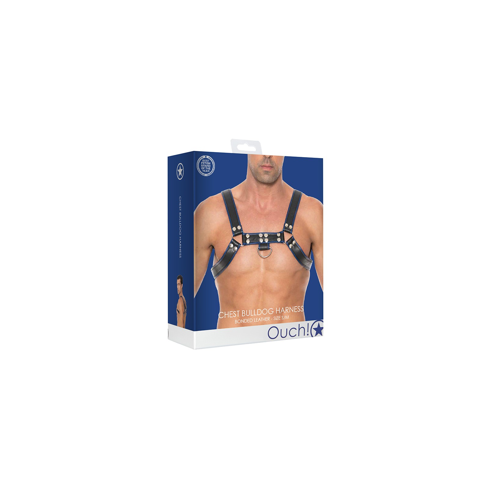 Ouch! Leather Chest Harness Blue