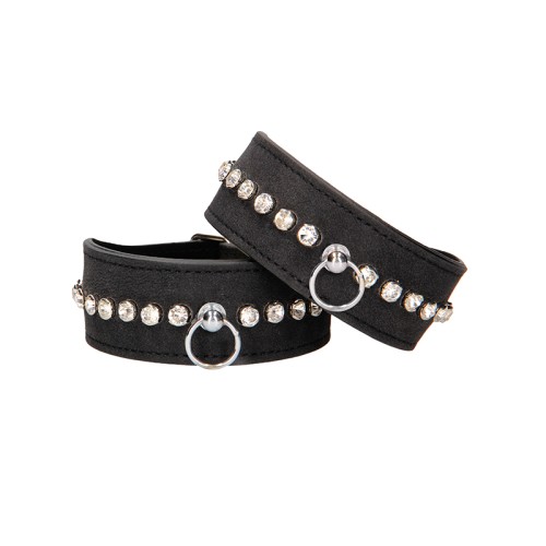 Diamond Studded Faux Leather Wrist Cuffs