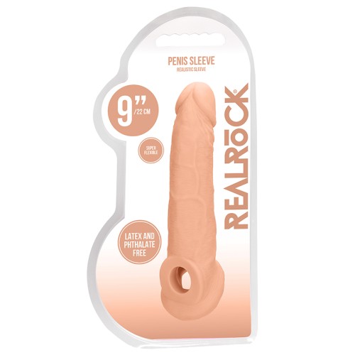 RealRock 9 inch Realistic Penis Sleeve Extender Beige