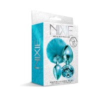 NIXIE Conjunto de Plug de Metal con Pom Pom y Joyas Azul Metálico