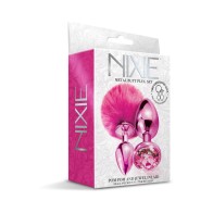 NIXIE Metal Butt Plug Set Pom Pom Jewel Pink