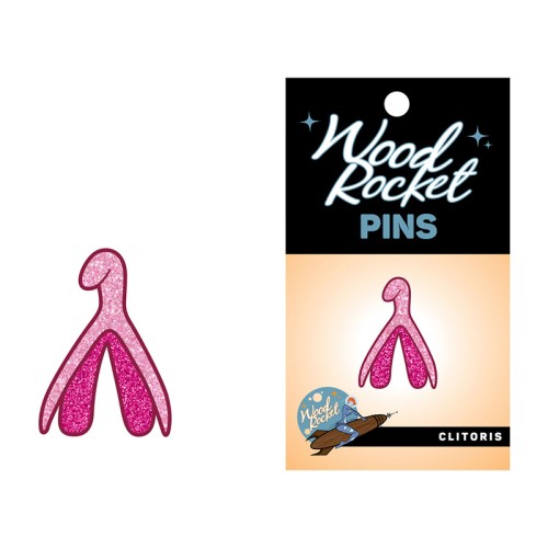 Wood Rocket Clitoris Glitter Pin for Fun Expression