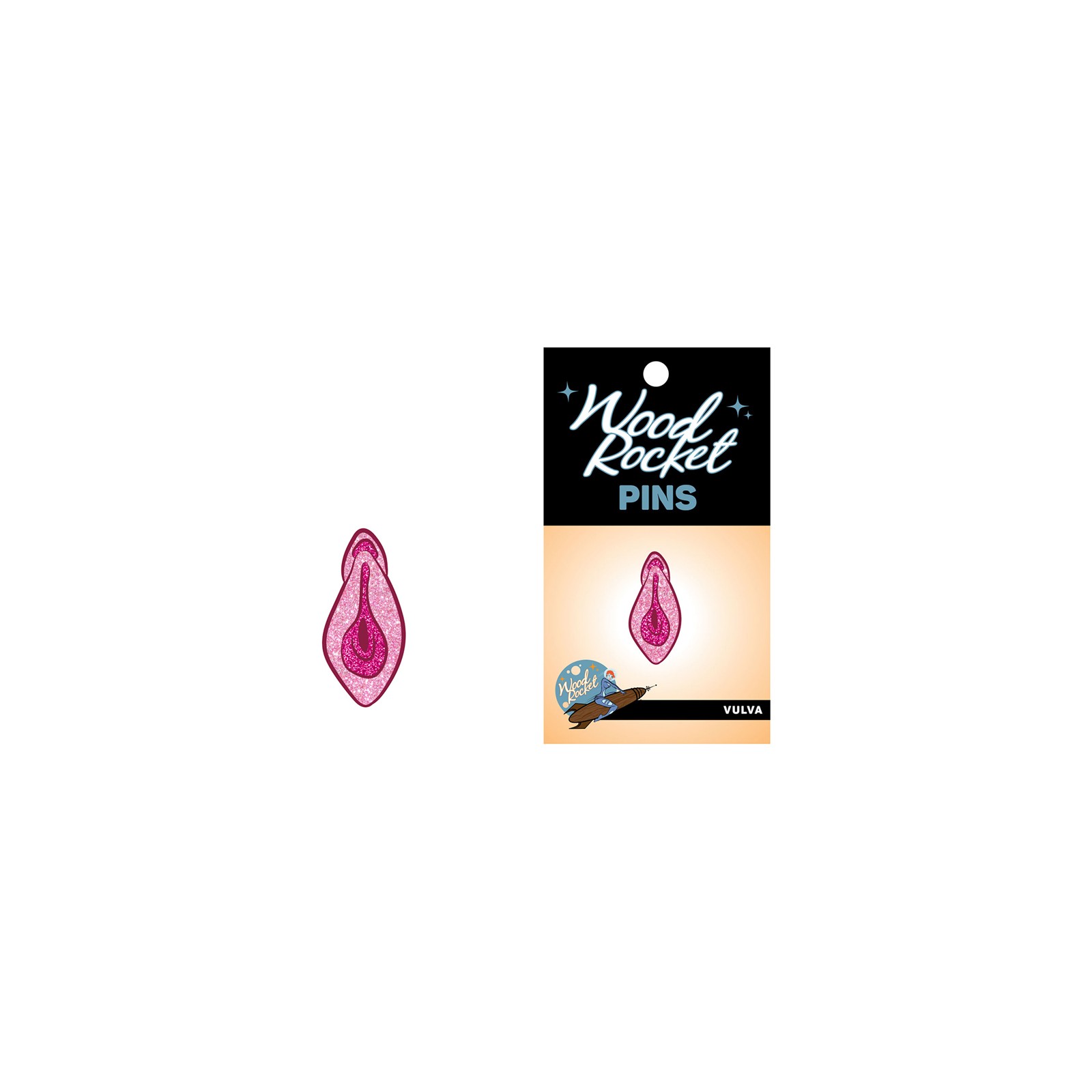 Wood Rocket Vulva Enamel Pin