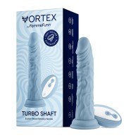 FemmeFunn Vortex Turbo Shaft 2.0 Dildo Vibrador 8 in. - Azul Claro