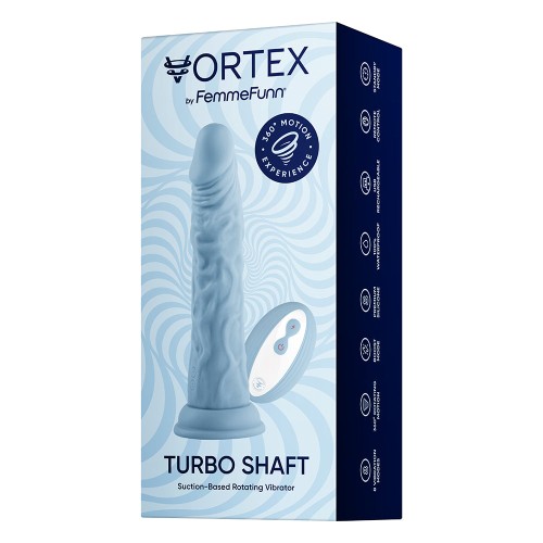 FemmeFunn Vortex Turbo Shaft 2.0 Dildo Vibrador 8 in. - Azul Claro