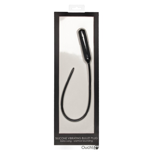 Ouch! Plug Vibrador de Silicona Uretral Sondeado Extra Largo - Negro