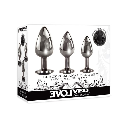 Evolved Black Gem Anal Plug 3-Piece Set - Explore Backdoor Pleasure