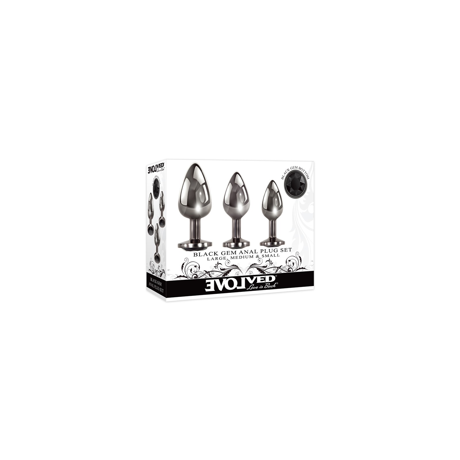 Evolved Set de 3 Plug Anal de Joyas Negras - Explora el Placer Trasero