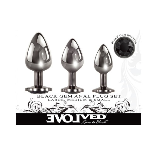 Evolved Black Gem Anal Plug 3-Piece Set - Explore Backdoor Pleasure