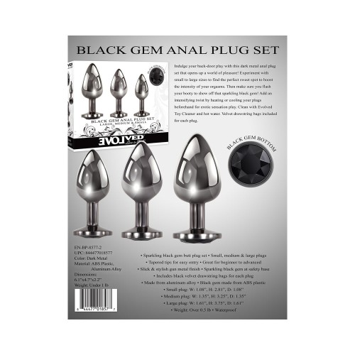 Evolved Black Gem Anal Plug 3-Piece Set - Explore Backdoor Pleasure