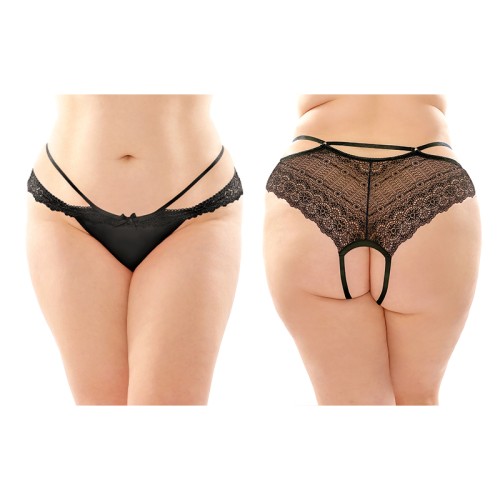 Fantasy Lingerie Posey Strappy Lace & Microfiber Crotchless Panty 6-Pack