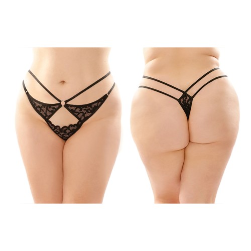 Tanga de Encaje Fantasy Lingerie Jasmine 6-Pack Talla Reina Negra