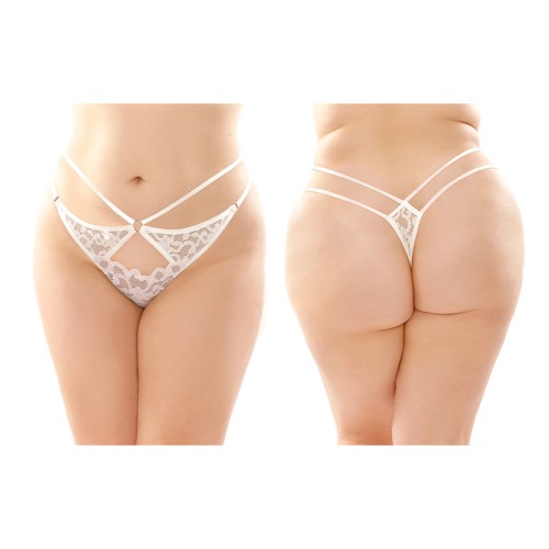 Pack de 6 Thongs de Encaje con Tiras Jasmine Fantasy Lingerie Tamaño Queen Blanco