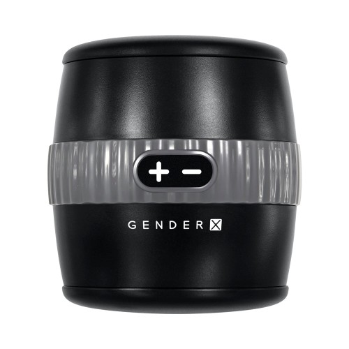 Gender X Barrel Of Fun Rechargeable Open-Ended Vibrating Stroker Black